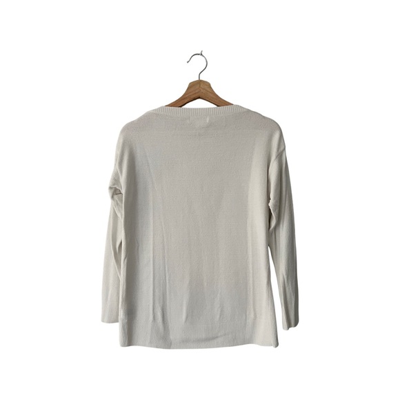 Barefoot Dreams Cozy Chic Ultra Lite Dockside Pullover Long Sleeve White Top - Picture 2 of 5